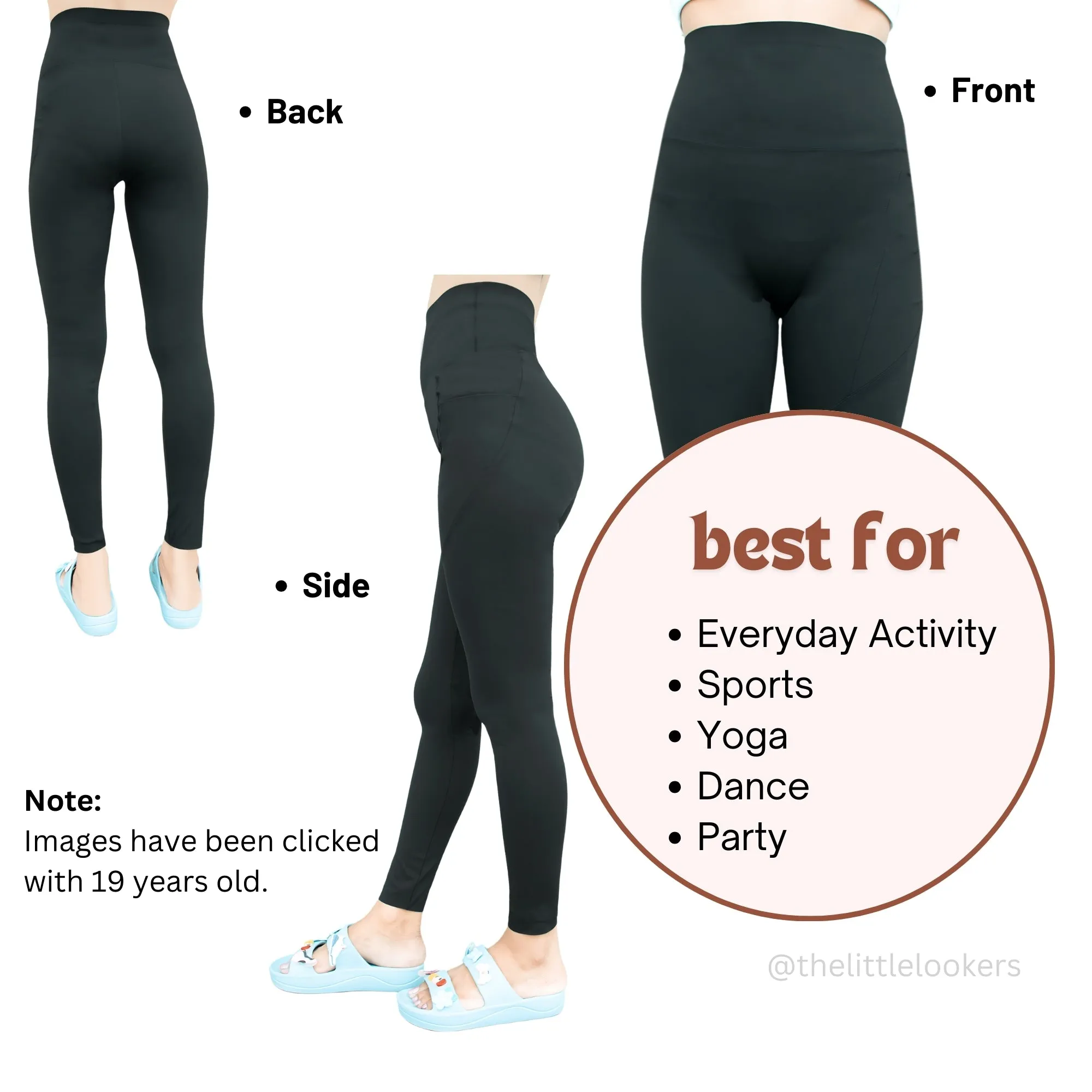 THE LITTLE LOOKERS Women Gym Pants I Girls Snug Fit Leggings - Super Soft, Stretchable Tights for Gym, Yoga, Indoor & Outdoor Sports wear