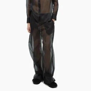 Trousers in silk organza