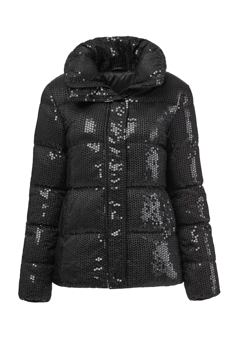 Unreal Fur WOMENS DESIRE SEQUIN PUFFER  JACKET BLACK