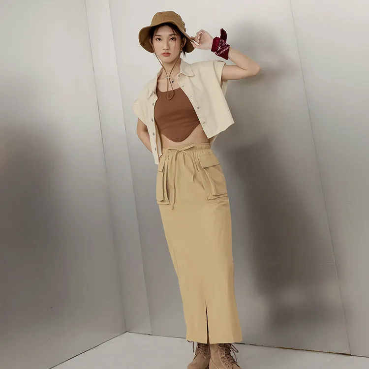 UV Protection Cooling Long Pocket Cargo Maxi Skirt