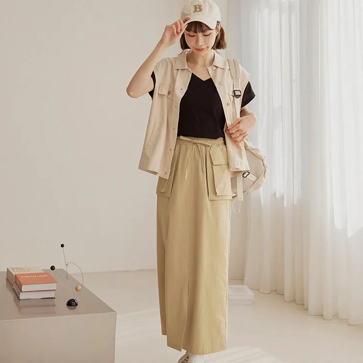 UV Protection Cooling Long Pocket Cargo Maxi Skirt