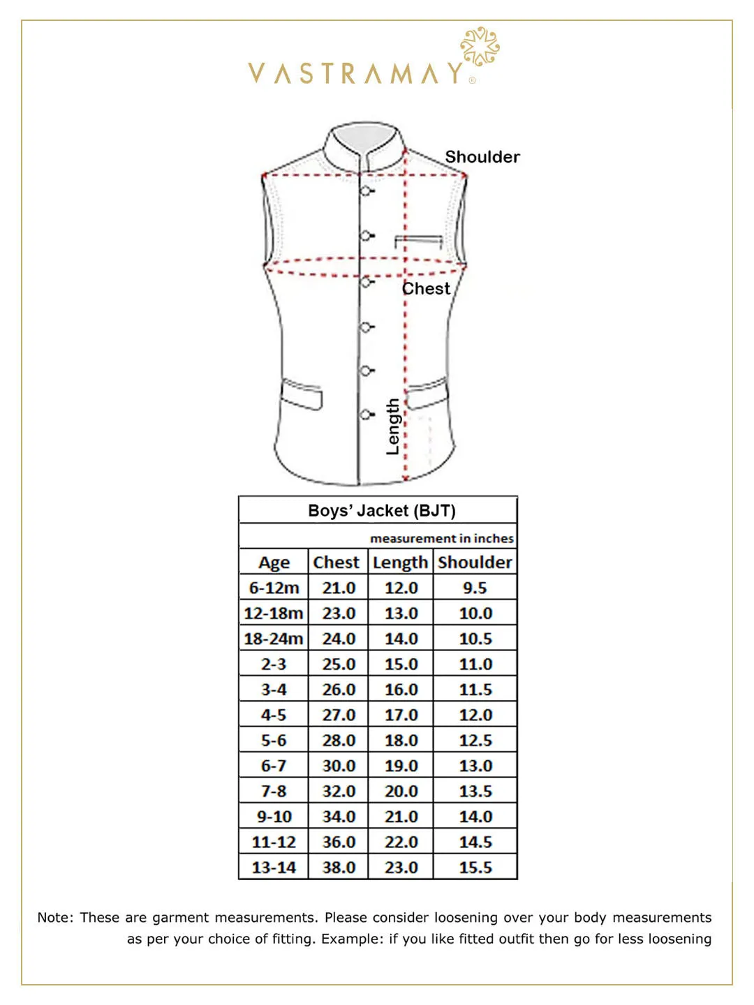 VASTRAMAY Boy's Blue Printed Nehru Jacket