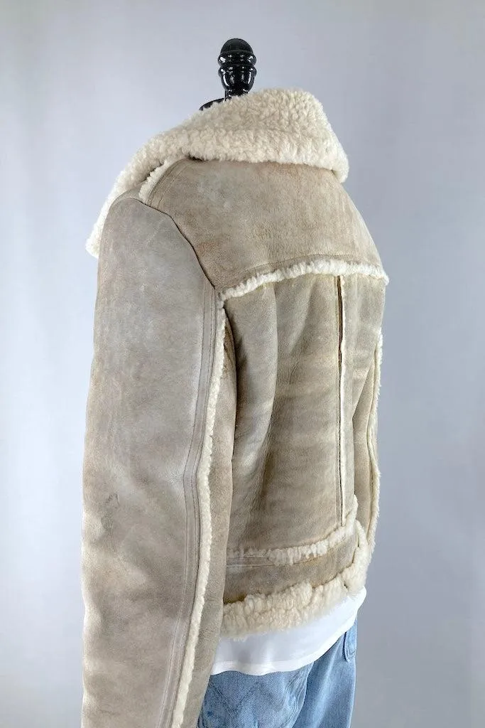 Vintage 1960s Suede Leather Sherpa Jacket