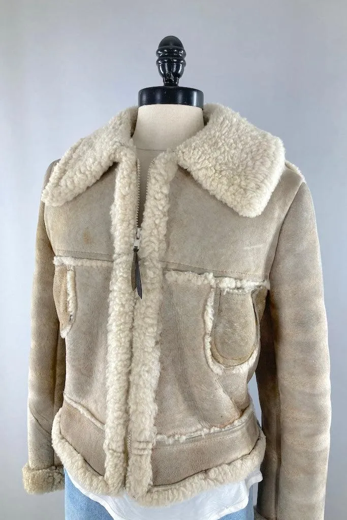 Vintage 1960s Suede Leather Sherpa Jacket