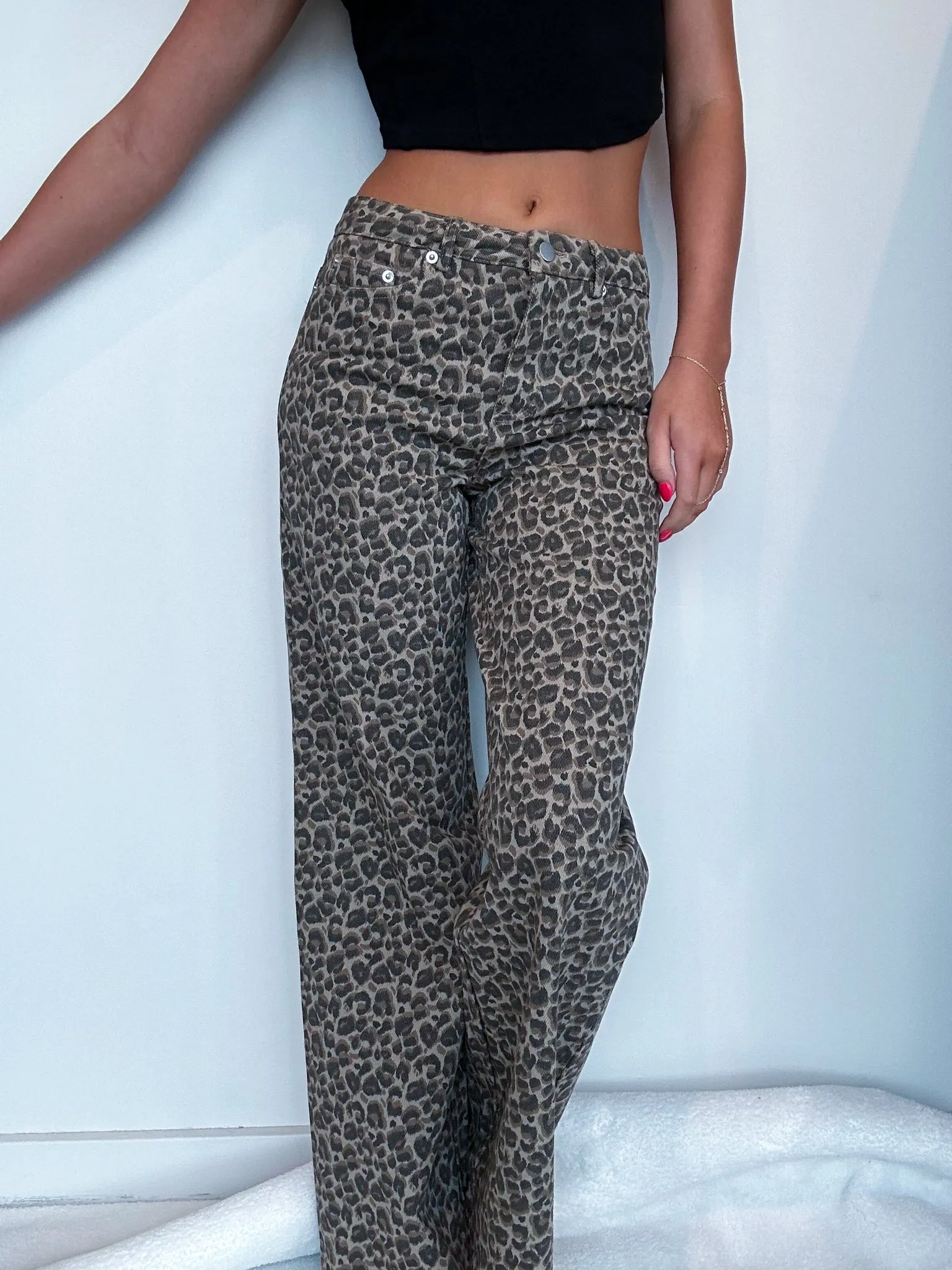 Vintage Leopard Wide Leg Denim