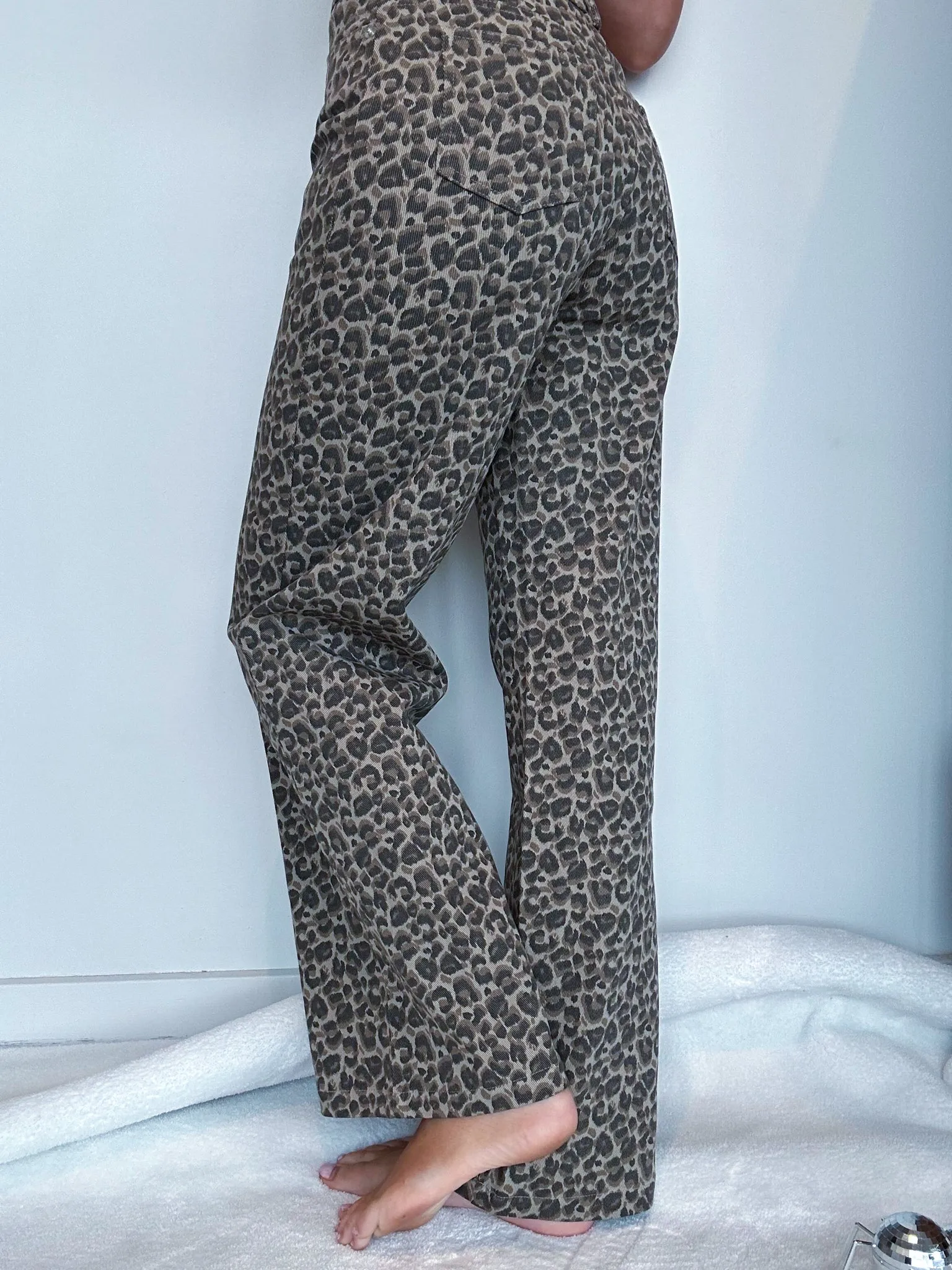 Vintage Leopard Wide Leg Denim