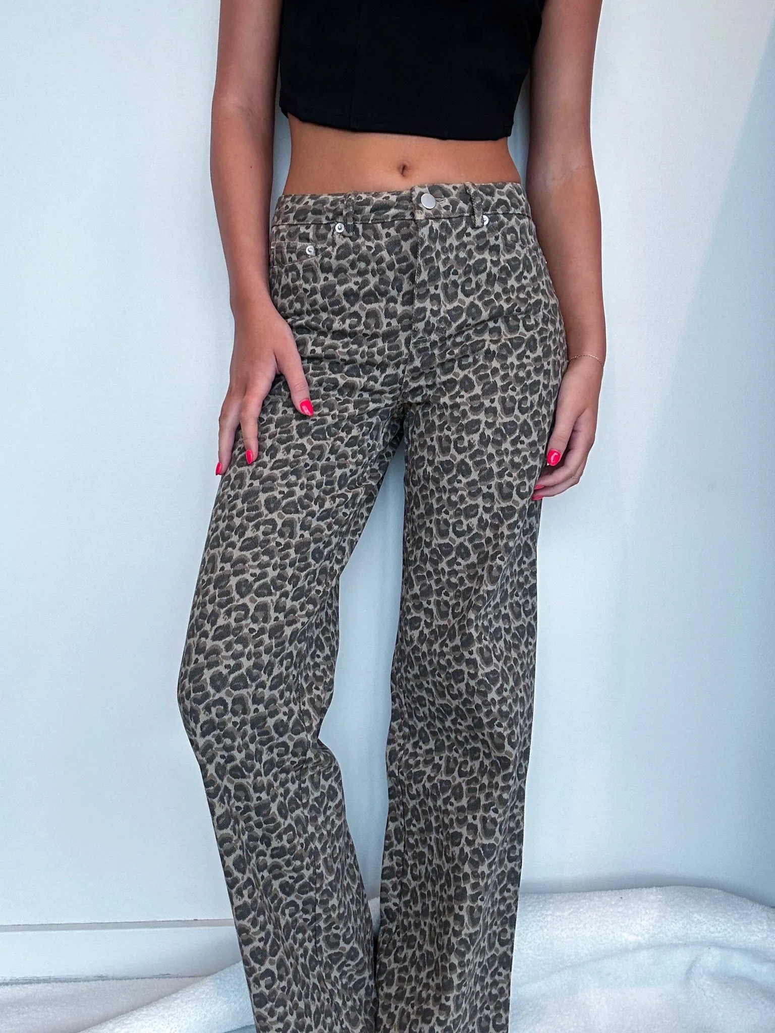 Vintage Leopard Wide Leg Denim