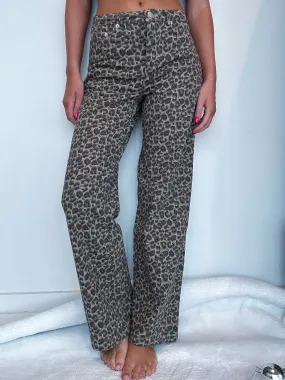 Vintage Leopard Wide Leg Denim