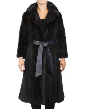 Vintage Natural Dark Ranch Mink Fur Fitted Coat -S | Fully Let Out