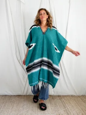 Vintage Serape Mexican Blanket Poncho