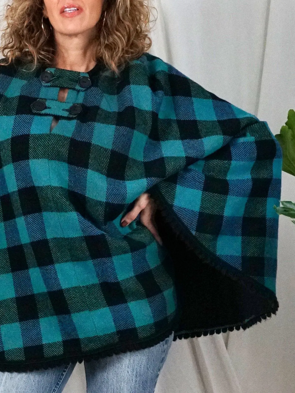 Vintage Spruce Blue Plaid Cape