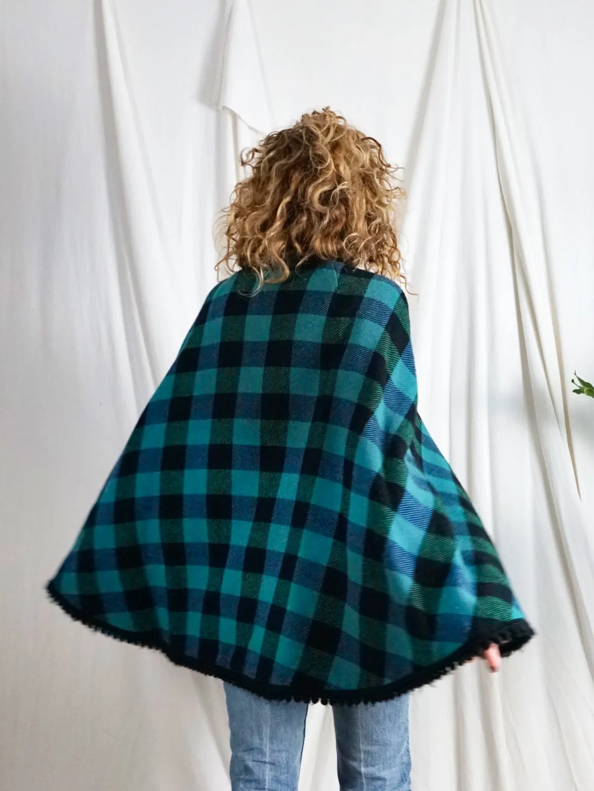 Vintage Spruce Blue Plaid Cape