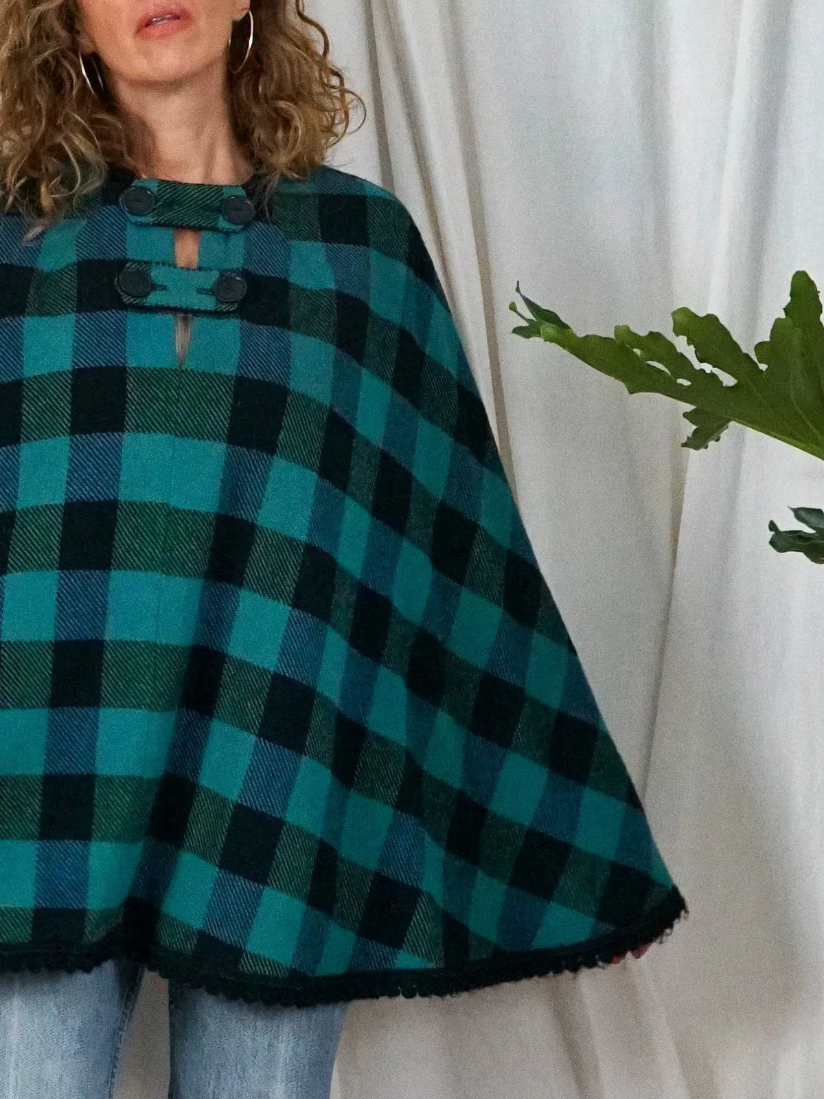 Vintage Spruce Blue Plaid Cape