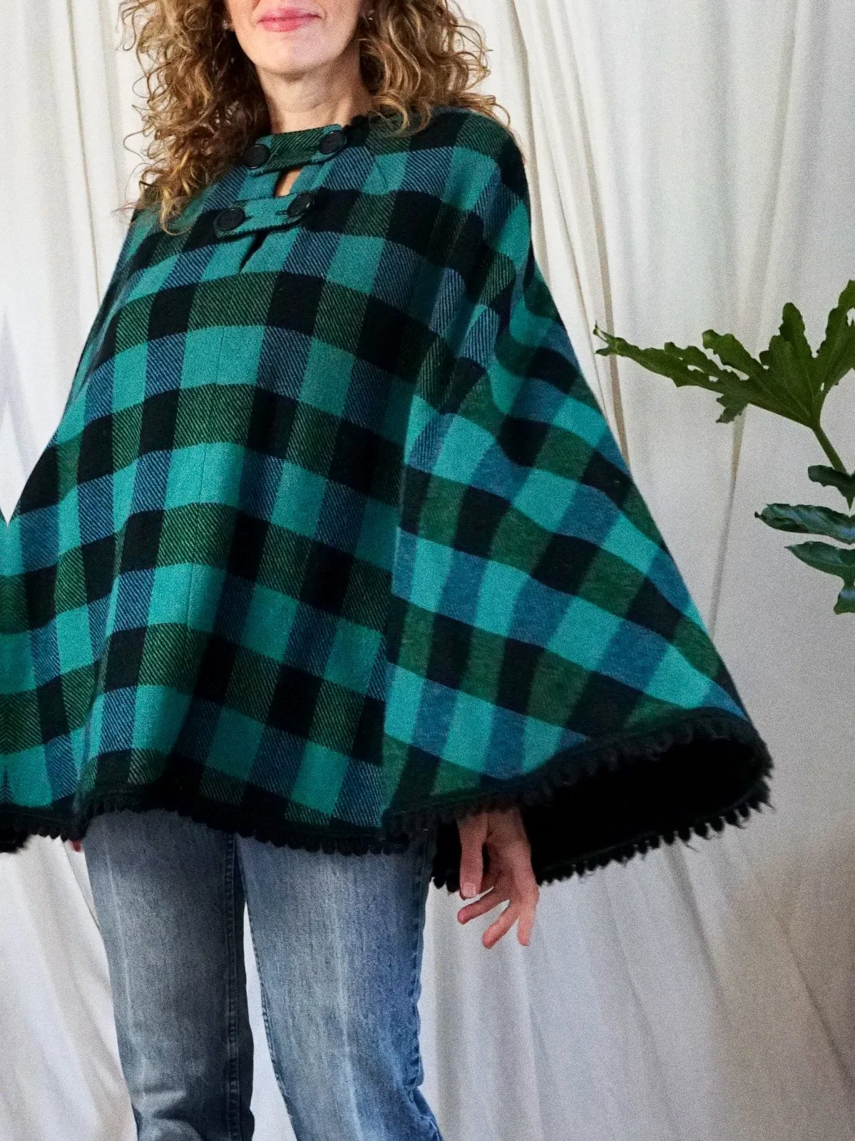 Vintage Spruce Blue Plaid Cape