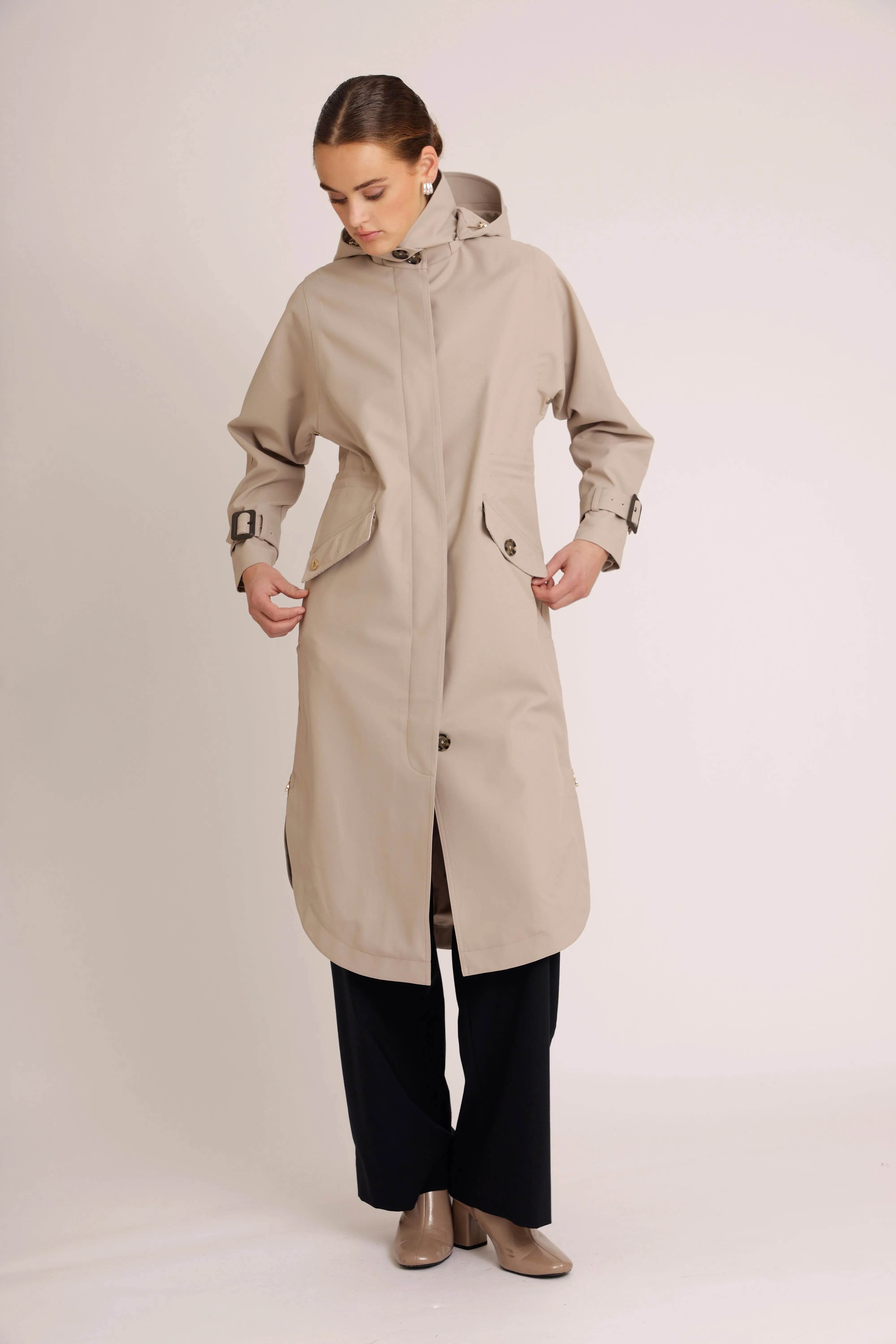 Waterproof Luxury Tailored Poncho - Greige