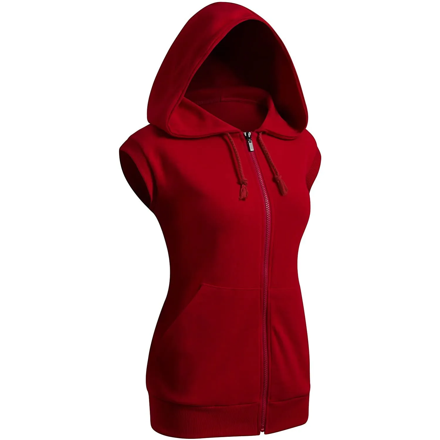 Wholesale Women's Short Sleeve Fleece Hoody Classic Drawstring Pullover