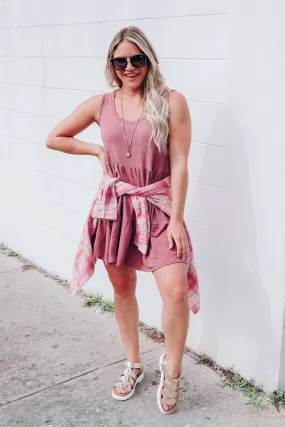 With The Flow Tiered Dress - Mauve