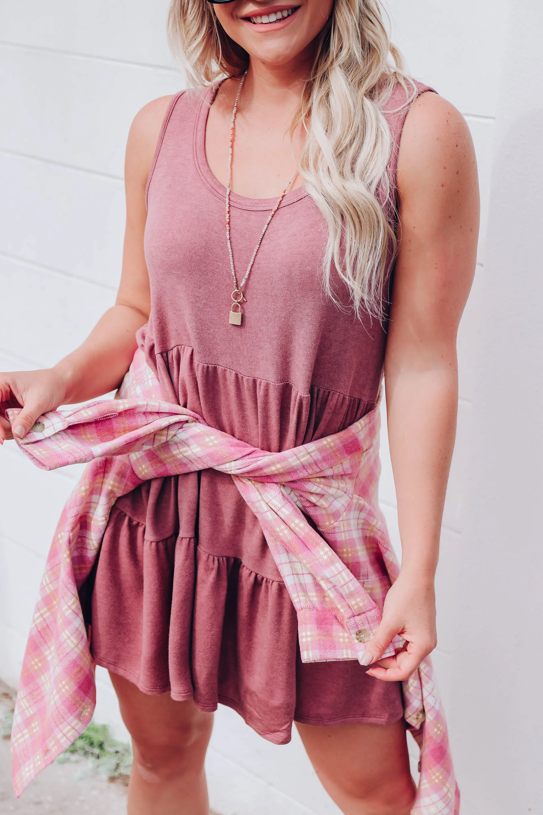 With The Flow Tiered Dress - Mauve