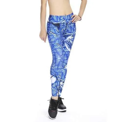 Women Plus Size Slim Quick-dry Print Stretched Gym Running Ninth Yoga Pants