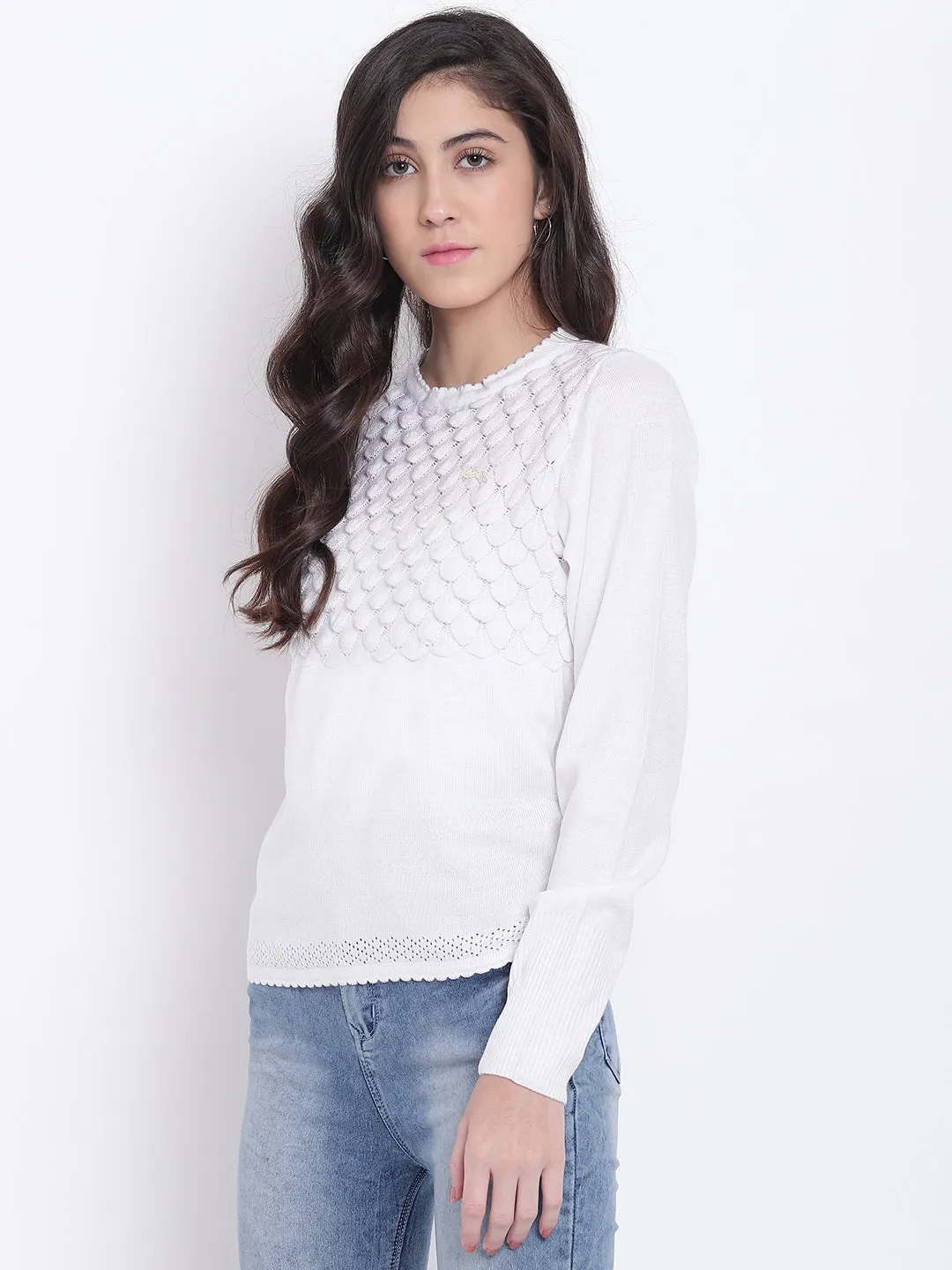 Women White Casual Sweaters