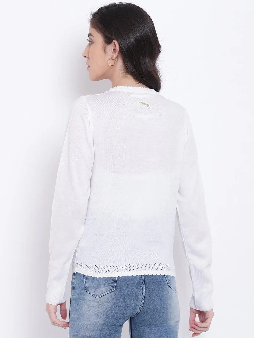 Women White Casual Sweaters