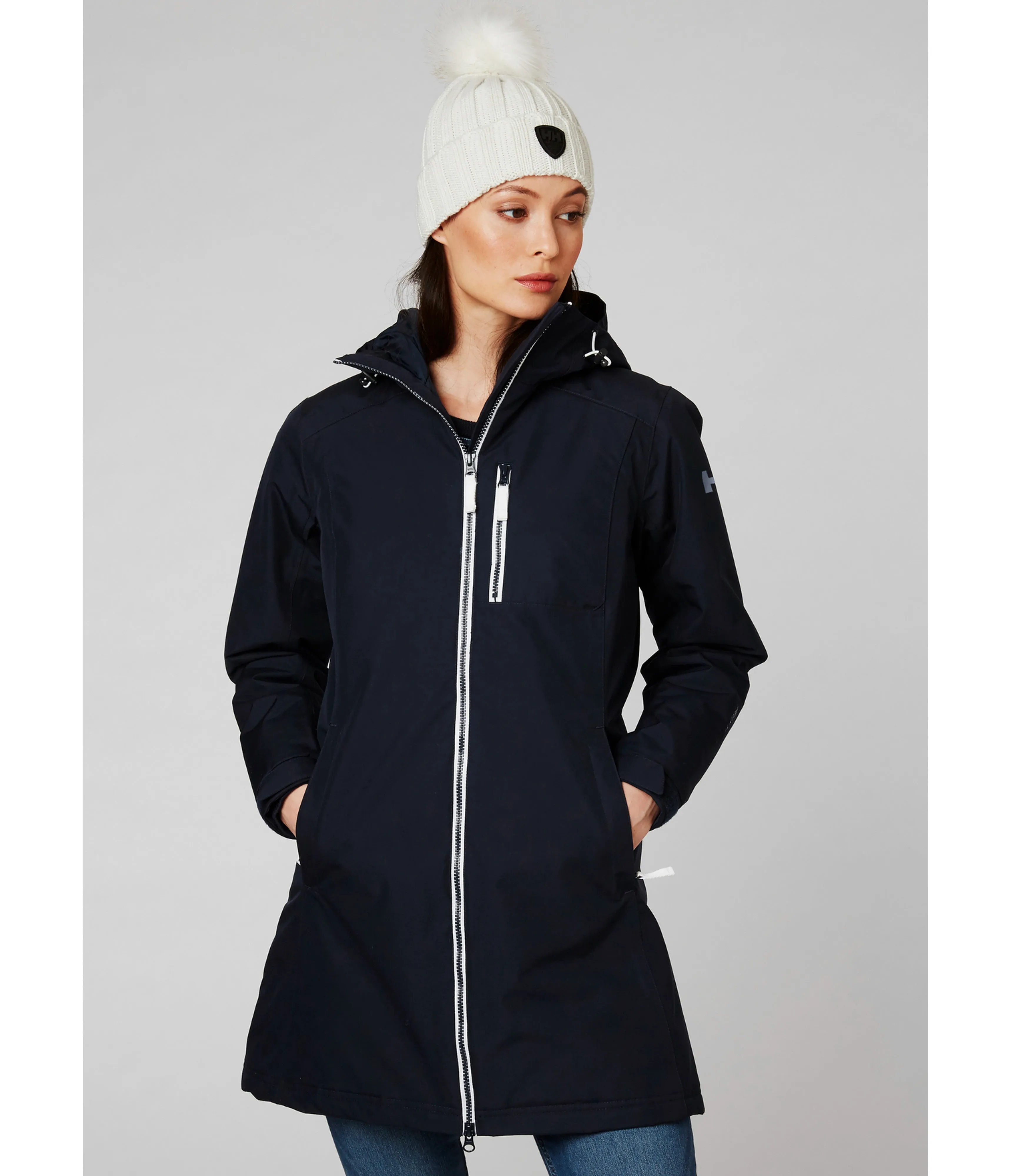 WOMEN'S LONG BELFAST WINTER JACKET - NAVY