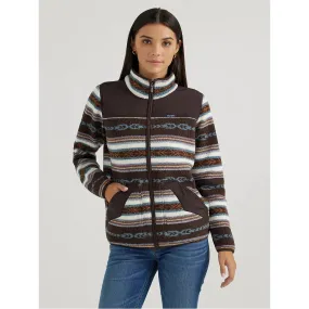 Women's Wrangler Southwestern Contrast Full Zip Sherpa Jacket - Serape Brown