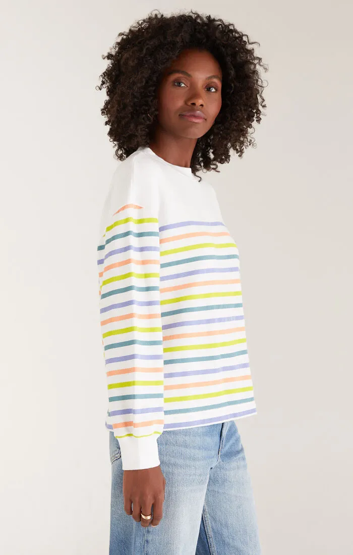 Z Supply Yuna striped long sleeve sweatshirt xs,s,m,l